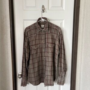 KHAKI RICHARDS Classic Brown Plaid Button-Down Shirt